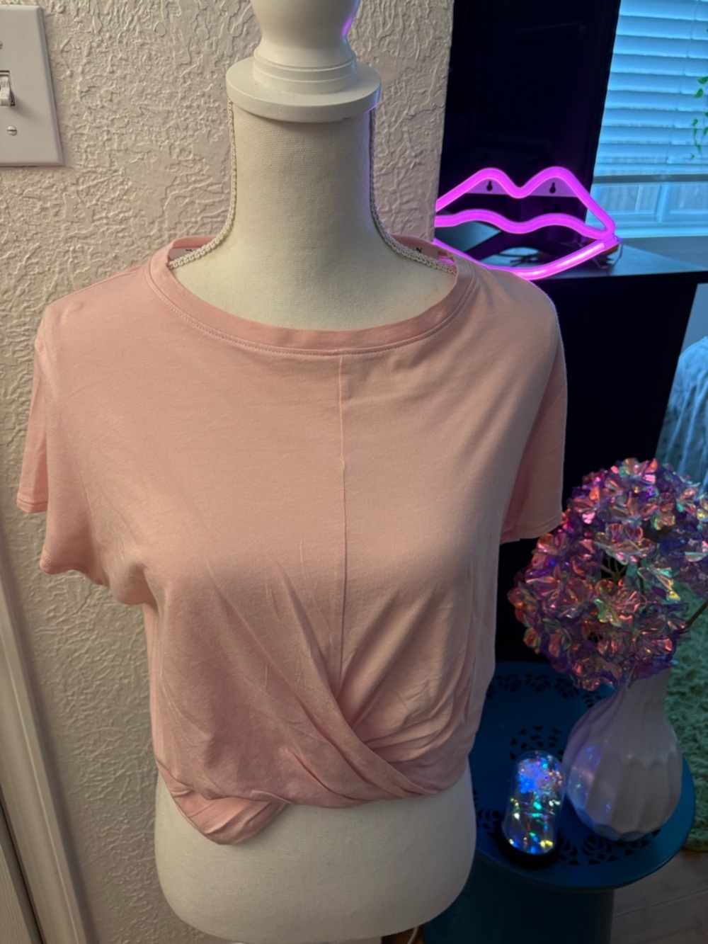 Puma Pink Twist-Front Crop Tee